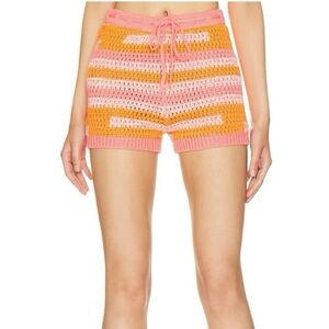 Lovers + Friends Pink and Orange Crochet Shorts